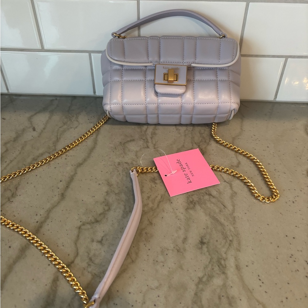 Kate Spade Purple and Gold Shoulder Bag with Chain Hardware